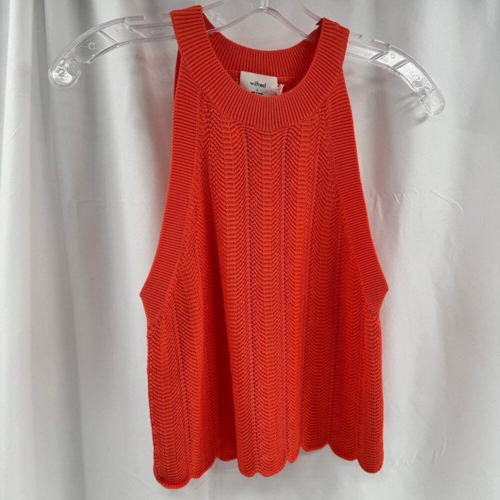 Wilfred Aritzia Tulip Hem Halter Knit Tank NWT Coral Sz S